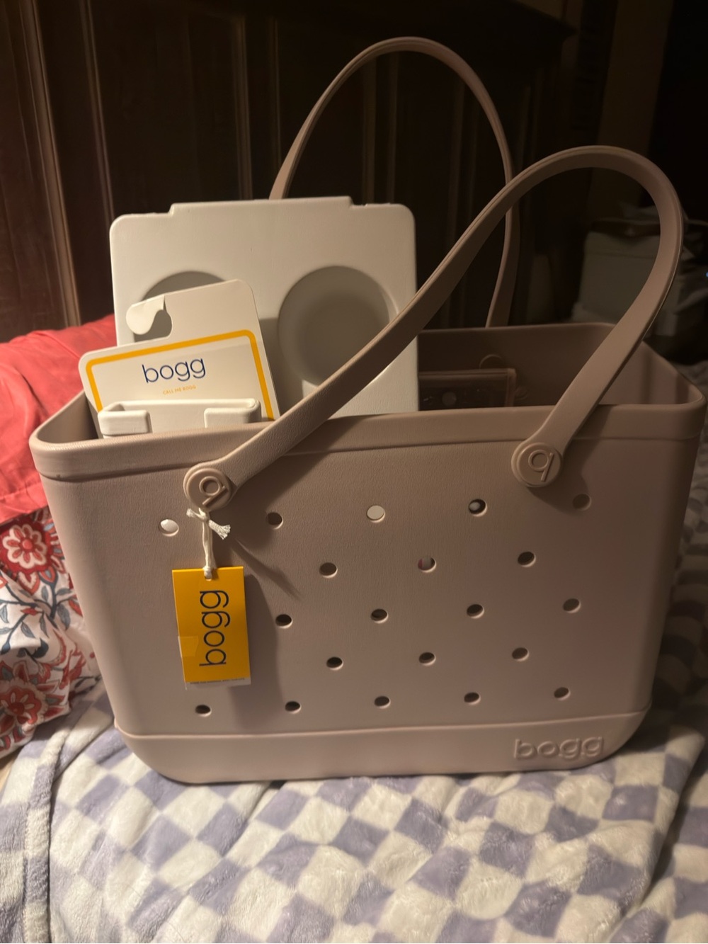 Bogg Bag Large/XL Mushroom Bundle w/ White Cup & Phone Holders NWT